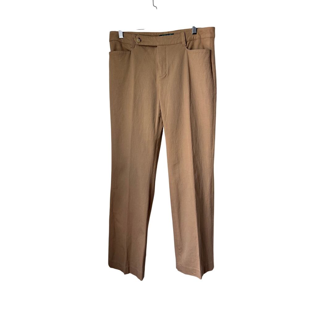 Lauren Ralph Lauren Adelle Pants Tan Khaki Straight Leg Trousers - Size 10